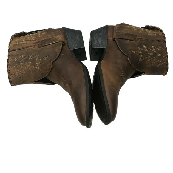 Ariat Brown Leather Factory Custom Folded Shaft Concho Whipstitch Western Boots