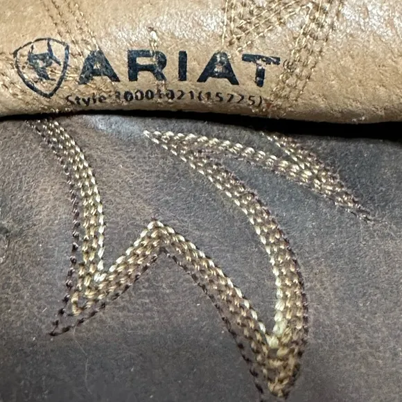 Ariat Brown Leather Factory Custom Folded Shaft Concho Whipstitch Western Boots