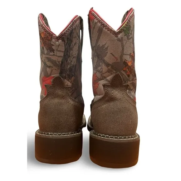 Ariat FatBaby Heritage Vivid Hot Leaf Brown Camo And Pink Boots Womens sz 7B