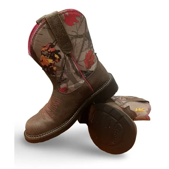 Ariat FatBaby Heritage Vivid Hot Leaf Brown Camo And Pink Boots Womens sz 7B