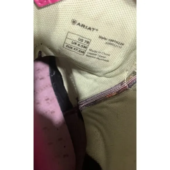Ariat FatBaby Heritage Vivid Hot Leaf Brown Camo And Pink Boots Womens sz 7B
