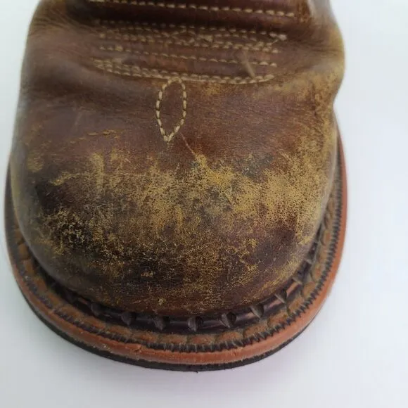 Ariat Fatbaby Wings Girls Size 1.5Y Brown Leather Pull On Western Cowboy Boots