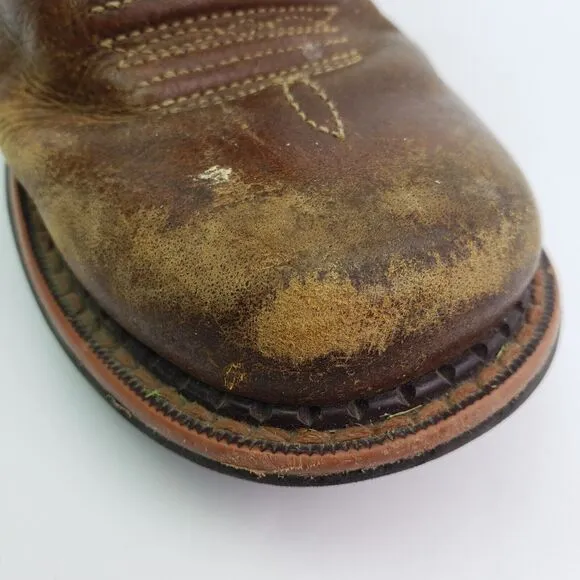 Ariat Fatbaby Wings Girls Size 1.5Y Brown Leather Pull On Western Cowboy Boots