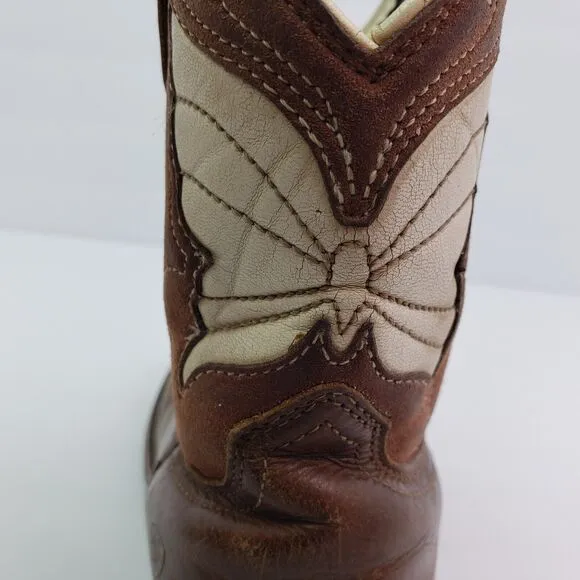 Ariat Fatbaby Wings Girls Size 1.5Y Brown Leather Pull On Western Cowboy Boots