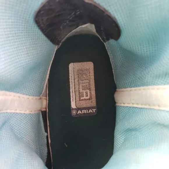 Ariat Fatbaby Wings Girls Size 1.5Y Brown Leather Pull On Western Cowboy Boots