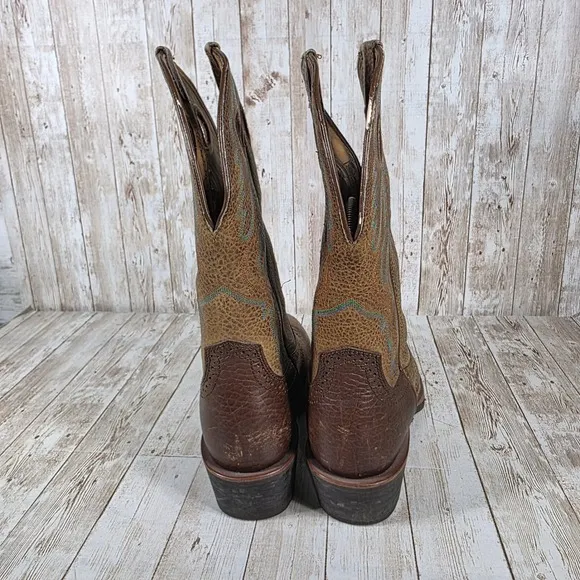 Ariat heritage Cowboy Western Boots Distressed Leather Round Pull On Mens 8.5D