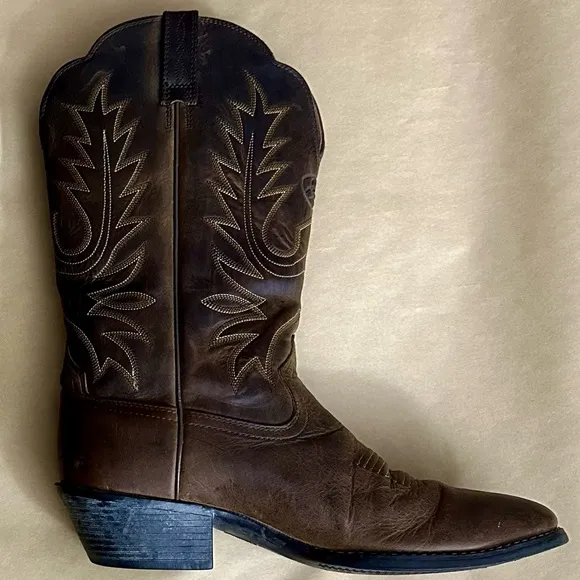Ariat Heritage R Toe Western Boot Distressed Brown Size 7.5