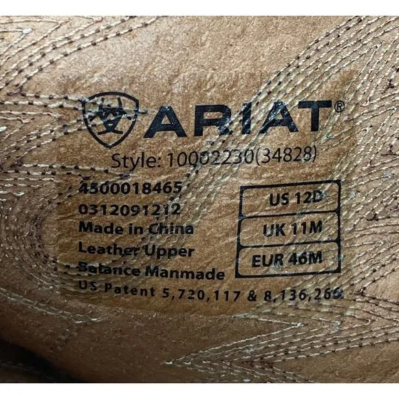 ARIAT Heritage Roughstock Western Boot Earth/Brown Bomber Men’s 12 D Workwear
