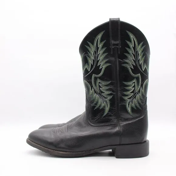 Ariat Heritage Stockman Western Black Leather Boots Men's Size 12 D 10009594