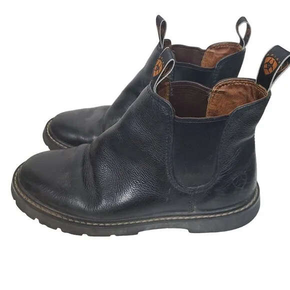 Ariat Mens 8.5B Black Leather  Pro Equipped Style Pull On Chukka Boots Closed To