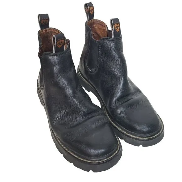 Ariat Mens 8.5B Black Leather  Pro Equipped Style Pull On Chukka Boots Closed To