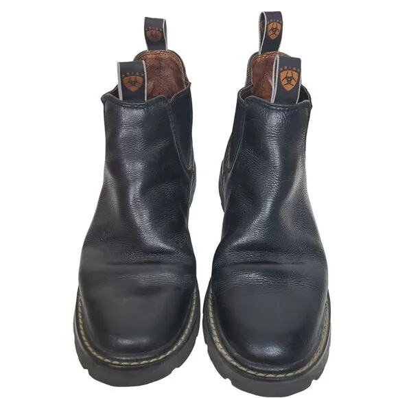 Ariat Mens 8.5B Black Leather  Pro Equipped Style Pull On Chukka Boots Closed To