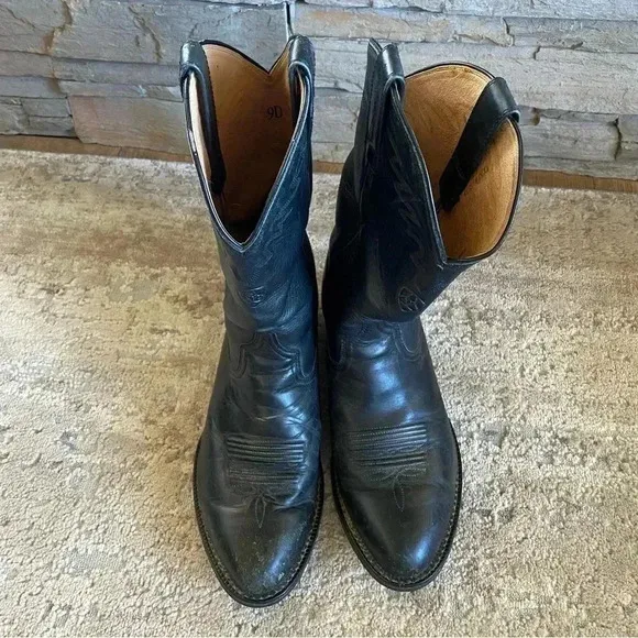 Ariat Men’s Vintage Black Leather Cowboy Boots Embroidered Western 34601: 9D