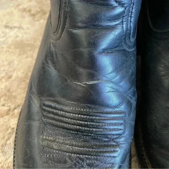 Ariat Men’s Vintage Black Leather Cowboy Boots Embroidered Western 34601: 9D