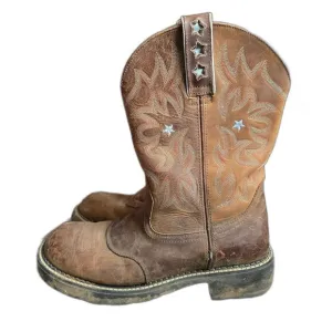 Ariat Men’s Western Cowboy Work Boots Size 10B Leather Star Stitch Pull-On