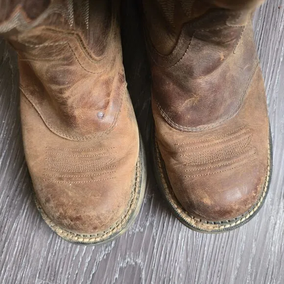 Ariat Men’s Western Cowboy Work Boots Size 10B Leather Star Stitch Pull-On