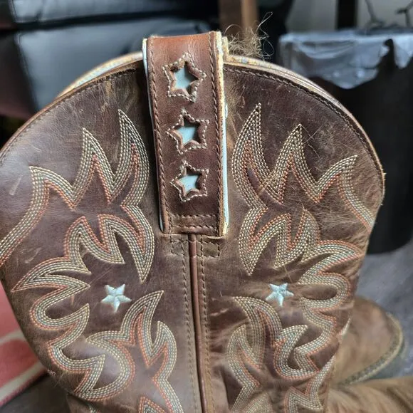 Ariat Men’s Western Cowboy Work Boots Size 10B Leather Star Stitch Pull-On