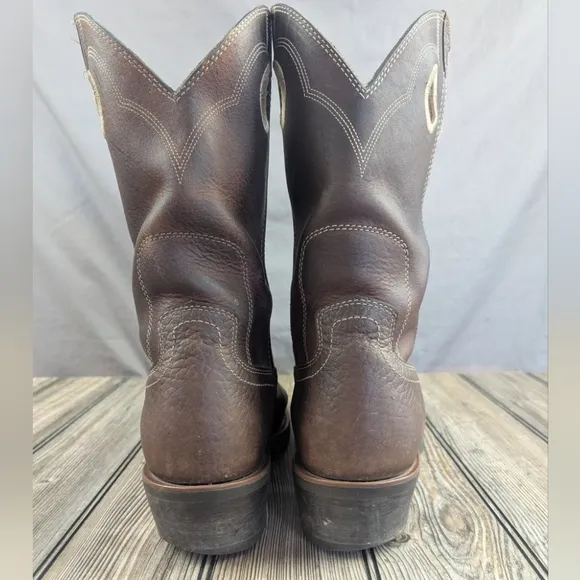 Ariat Roughatock Heritage Cowboy Boots Brown Leather Size 12M Recently Oiled