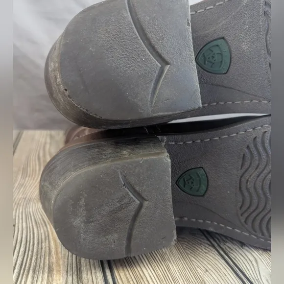 Ariat Roughatock Heritage Cowboy Boots Brown Leather Size 12M Recently Oiled