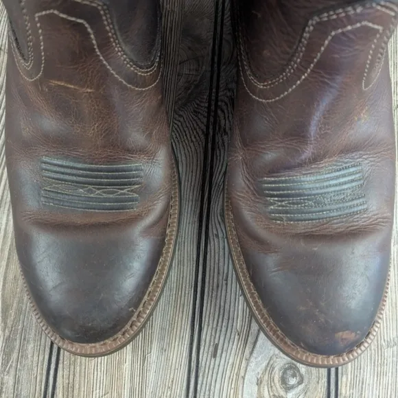 Ariat Roughatock Heritage Cowboy Boots Brown Leather Size 12M Recently Oiled