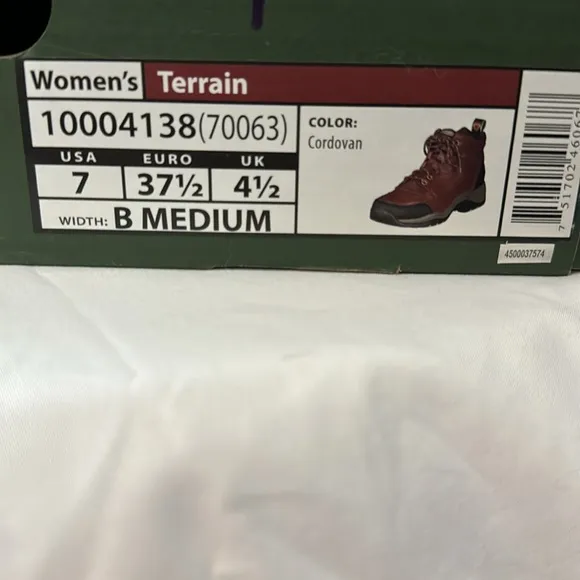 Ariat Size 7B Terrain ATS Cordovan Brown Riding Hiking Work Boots Leather Upper