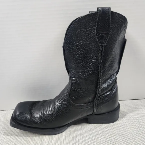 Ariat size 9.5 EE extra wide black leather boots slouchy pull on cowboy western