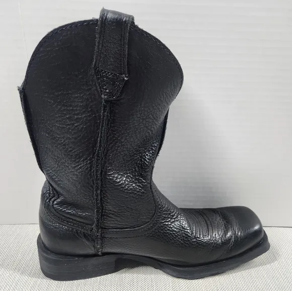 Ariat size 9.5 EE extra wide black leather boots slouchy pull on cowboy western