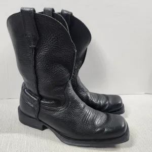 Ariat size 9.5 EE extra wide black leather boots slouchy pull on cowboy western