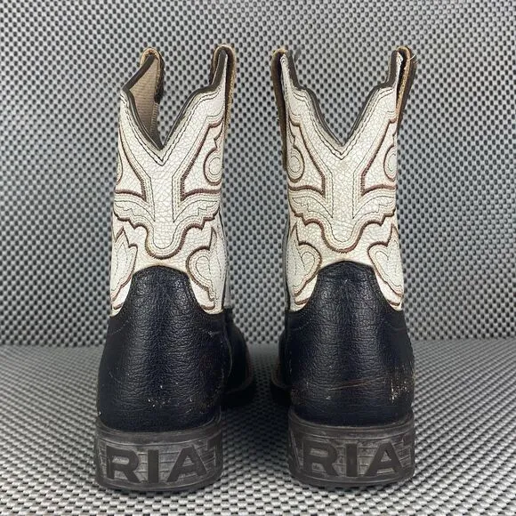Ariat Sorting Pen Cowboy Boots Kids Youth 1.5 Brown White Western Square Toe