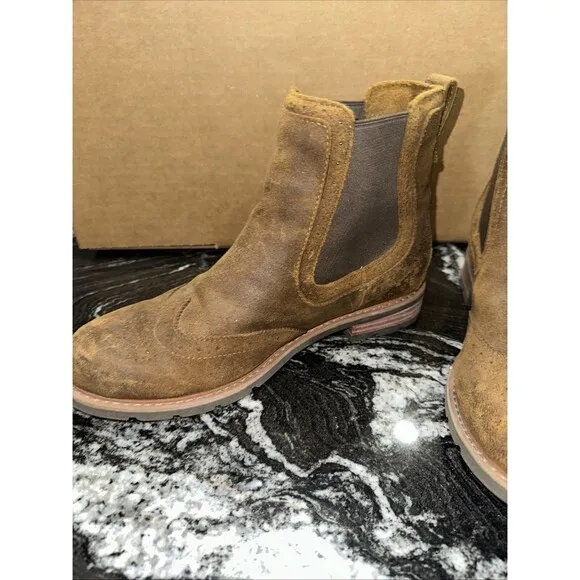 Ariat Wexford Brogue Women Pull On Leather Chelsea Boots In Brown Size US 8.5B