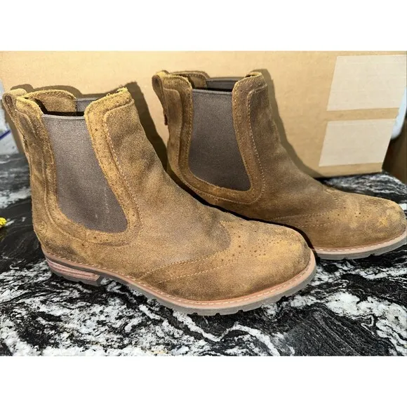 Ariat Wexford Brogue Women Pull On Leather Chelsea Boots In Brown Size US 8.5B