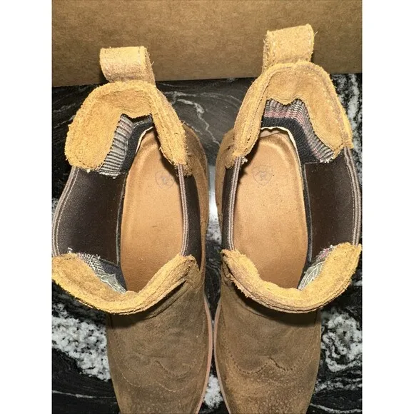 Ariat Wexford Brogue Women Pull On Leather Chelsea Boots In Brown Size US 8.5B