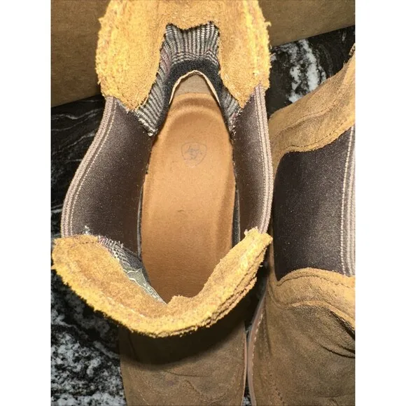 Ariat Wexford Brogue Women Pull On Leather Chelsea Boots In Brown Size US 8.5B