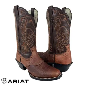 Ariat |‎ Women 7B | 2-Tone Leather Square Toe Western Pull-On Boots
