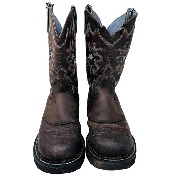 Ariat Womens Boots Probaby Western Full Grain Leather Pull On‎ Brown Size 6.5B