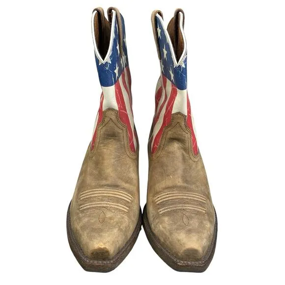 Ariat Women’s Old Glory Brown Leather Snip Toe Cowgirl Boot Size US 8.5