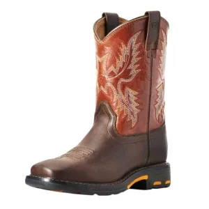 Ariat WorkHog Wide Western Boot Kids 7 Cowboy Boots Square Toe Orange Halloween