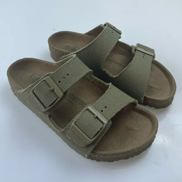 Arizona Vegan Textile Kids Sandals in Faded Khaki - Size 33 - N270-11
