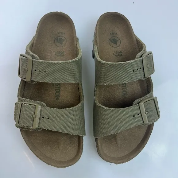 Arizona Vegan Textile Kids Sandals in Faded Khaki - Size 33 - N270-11