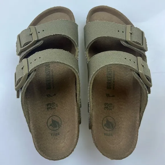 Arizona Vegan Textile Kids Sandals in Faded Khaki - Size 33 - N270-11