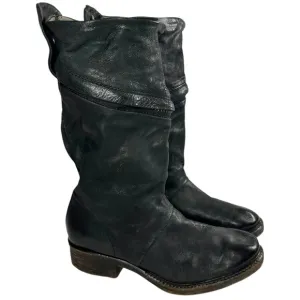 A.S 98 Black Leather Zipper Pull On Boots Size 38