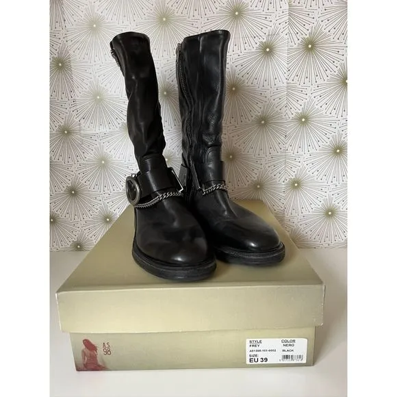 A.S. 98 mid-calf Frey Nero boots in EUC. Size 39 (8.5)