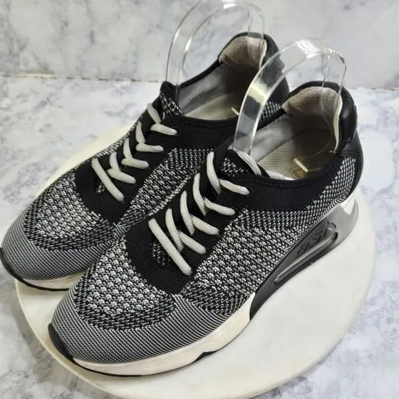 Ash Lucky Lace up Sneakers Womens 40 US 10 Black White Mesh Athletic Athleisure