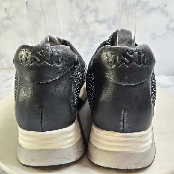 Ash Lucky Lace up Sneakers Womens 40 US 10 Black White Mesh Athletic Athleisure