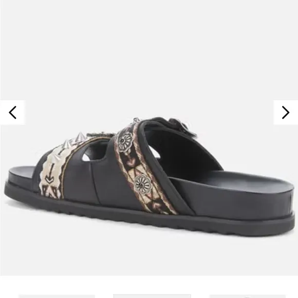 Ash Women's Ulysee Ethnic Ribbon Double Strap Sandals - Black