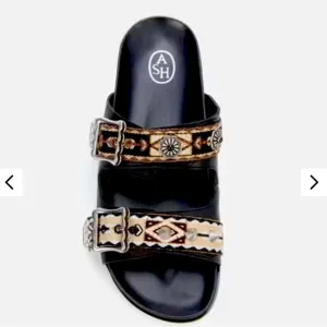 Ash Women's Ulysee Ethnic Ribbon Double Strap Sandals - Black