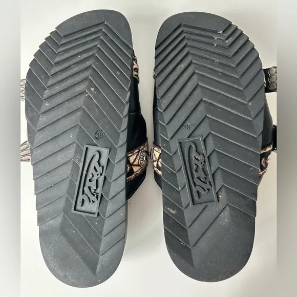 Ash Women's Ulysee Ethnic Ribbon Double Strap Sandals - Black