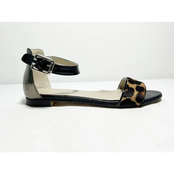 Attilio Giusti Leombruni Calf Hair Animal Print Ankle Strap Sandals -Sz 39.5 (9)