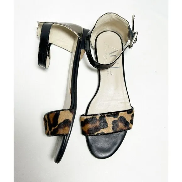 Attilio Giusti Leombruni Calf Hair Animal Print Ankle Strap Sandals -Sz 39.5 (9)