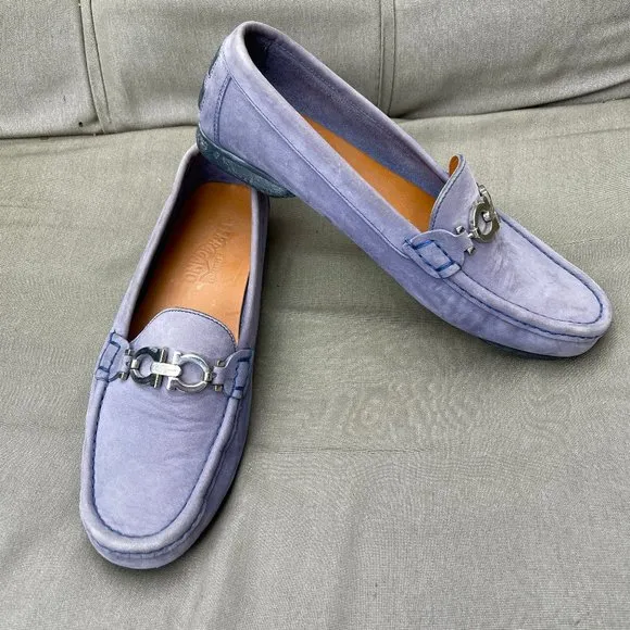 Auc Salvatore Ferragamo Suede  Drivers Loafers in Lilac